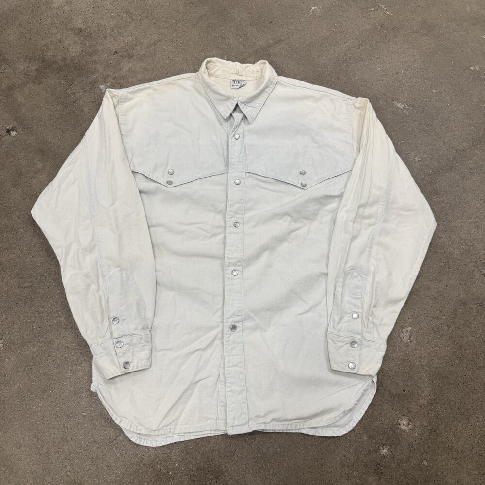 Vintage 90s CP Shades Pearl Snap Western Cowboy Shirt White Mens Medium